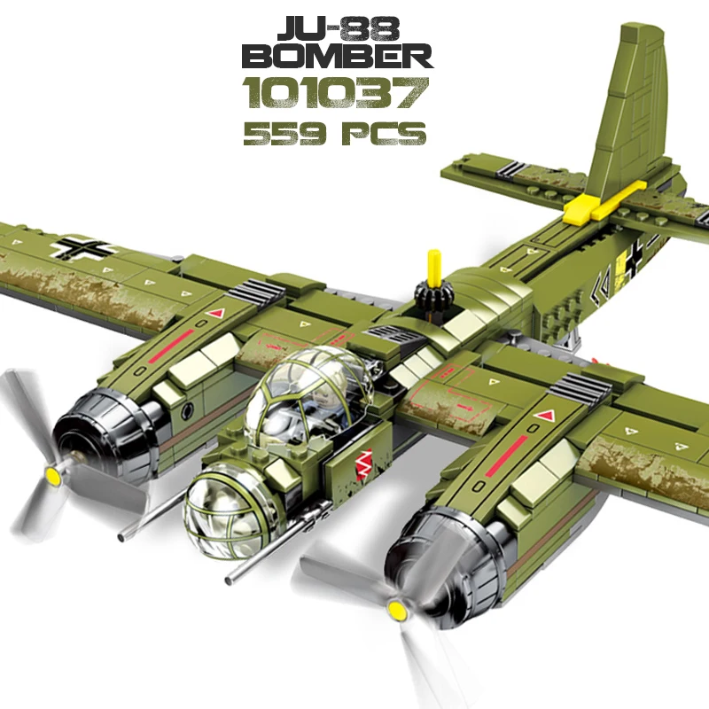  559 pcs Military Building Blocks Ww2 Bombing Airplane Compatible with LegoiNGly Army Vehicle Toys f