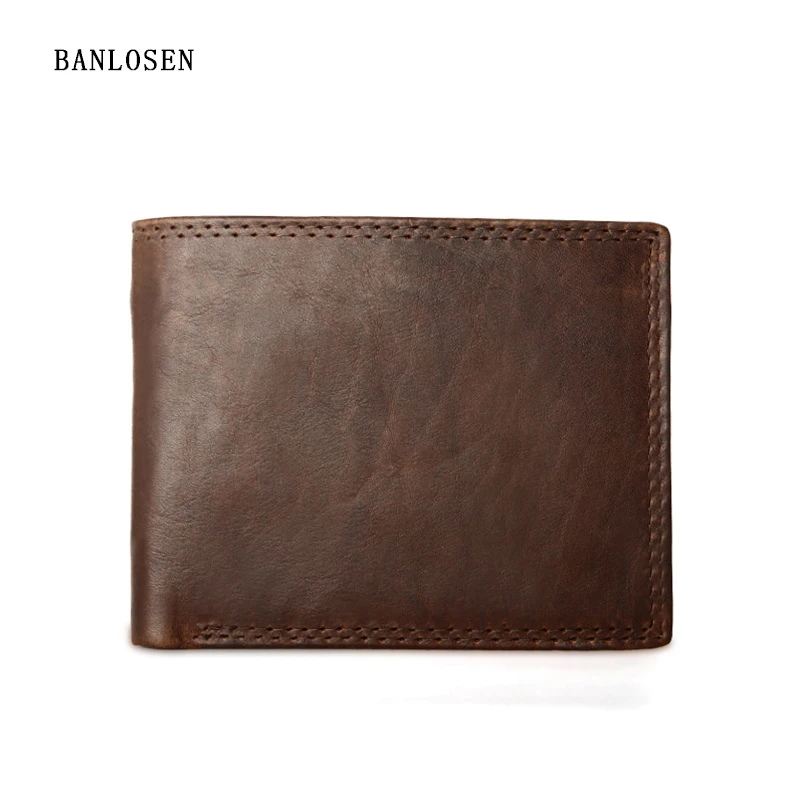 

Men Wallets Famous Brand 100% Cowhide Genuine Leather Wallet Men Card Holder With Coin Pocket Short Vintage Design Wallet Purse