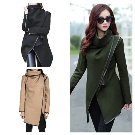 Asymmetric Women Windbreaker Plus Size Winter/spring Coat New Female Fashion Jacket Slim Trench Coats Cardigan 6 Colors