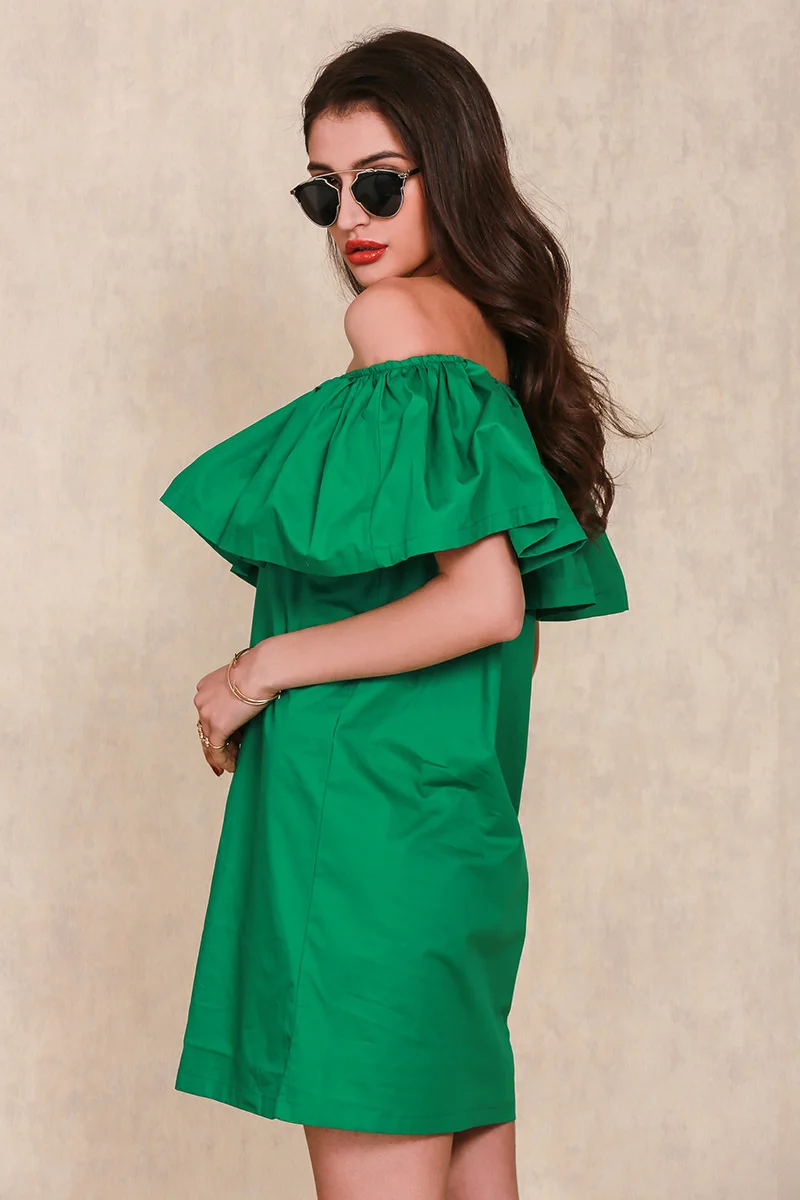 Green Cotton Tube Beach Dress