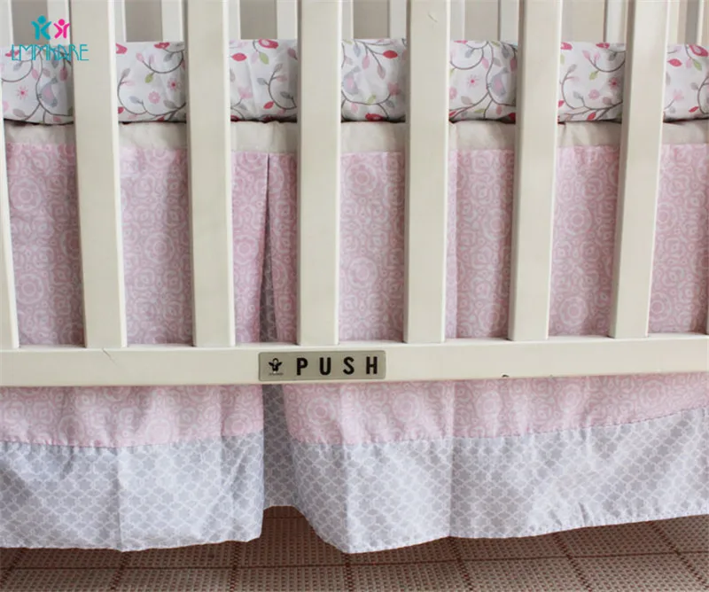 Хлопковые комплекты постельного белья для маленьких девочек, мягкие бортики для кровати с розовым цветком и птичкой, мягкая дышащая детская кроватка, простыня, одеяло, постельное белье - Цвет: 1pcs Bed Skirt