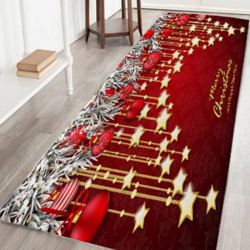 Рождественские фланелевые коврики из ткани Tapis Noel, Нескользящие абсорбирующие коврики для ванной, домашние коврики для кухни