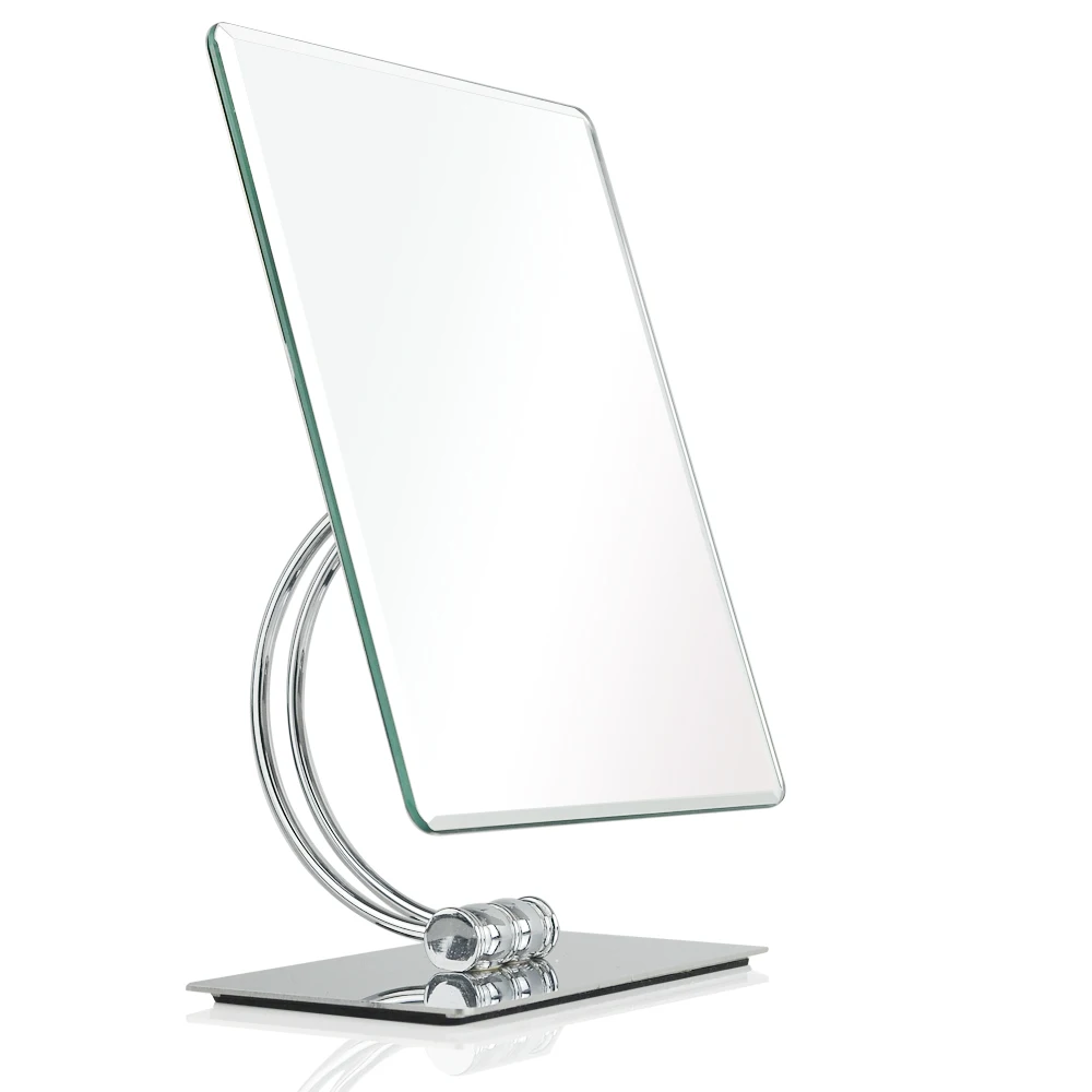 

360 degrees swivel rotation Tabletop Vanity Makeup Mirror, 10.2 x 8.2 inch, Rectangle, Chrome