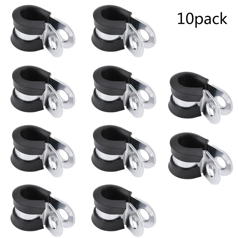 

Wholesales item 10 PCS 3/8" Steel Fuel Line Clamps Rubber Cushion Clamp 10MM