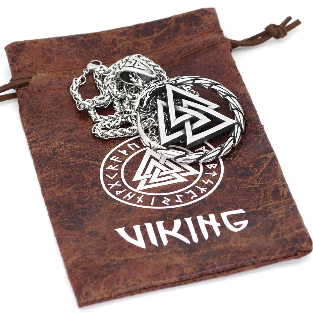 Мужское ожерелье с подвеской в виде дракона из нержавеющей стали Viking Valknut