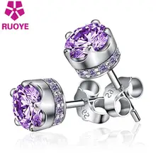 2017 Fashion purple white Luxury Crystal Earring For Women Men Stud Earrings Imperial Crown King Silver Jewelry wholesale