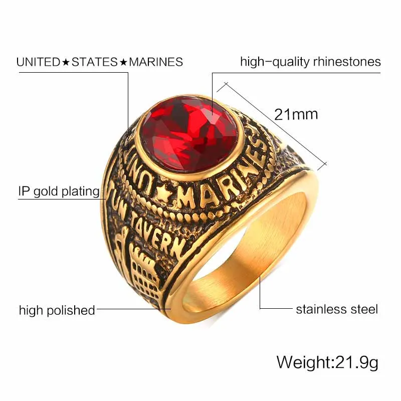 Винтажное мужское кольцо в стиле морского флота США|jewelry gift|united states navymens rings gold |
