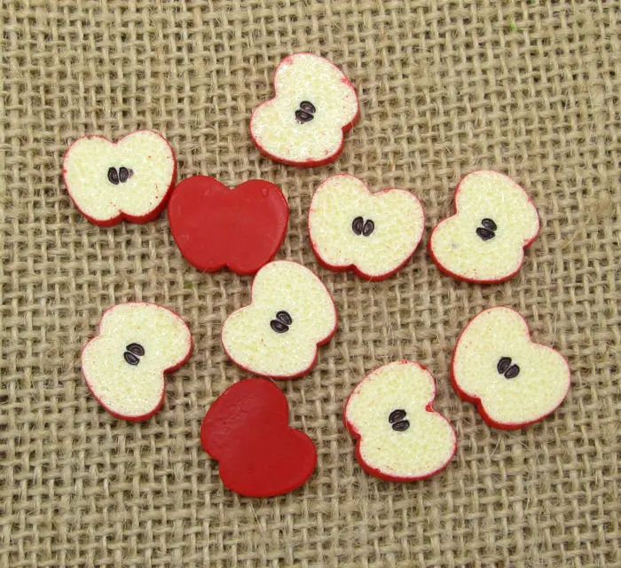 

20Pcs Resin Apple Decoration Crafts Flatback Cabochon Scrapbooking Fit Hair Clips Embellishments Beads Diy