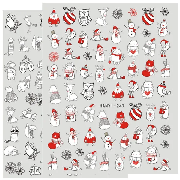 

Newest 3d nail art sticker hanyi-247-248 nail christmas Template Decals Tool DIY Nail Decoration Tools