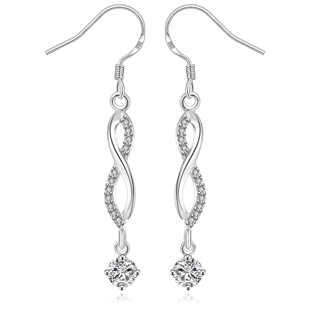 New Design Silver Plated Zircon Drop Earrings Jewelry Fashion Luxury