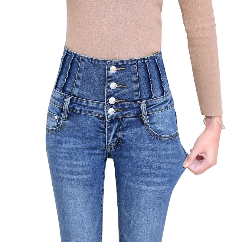 

2018 Autumn Jeans Women High Waist Elastic Skinny Denim Long Pencil Pants female Jeans Camisa Feminina ladies Fat Trousers