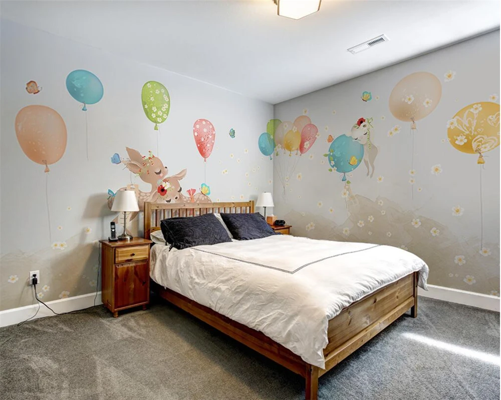 Beibehang пользовательские обои 3D росписи Скандинавская простота ручной росписью олень воздушный шар с дизайном «любовь» детские обои для дома papel де parede