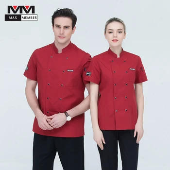 

Men and Women Double Breasted Short Sleeve Restaurant Catering Chef Waiter Sushi Bakery Cafe Work Uniforms Kitchen Jackets Tops