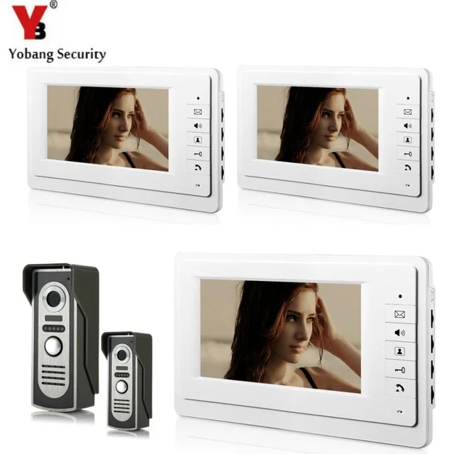 

YobangSecurity Home Security Video Intercom 7 Inch Monitor Video Doorbell Telephone Intercom Night Vision 2 Camera 3 Monitor .