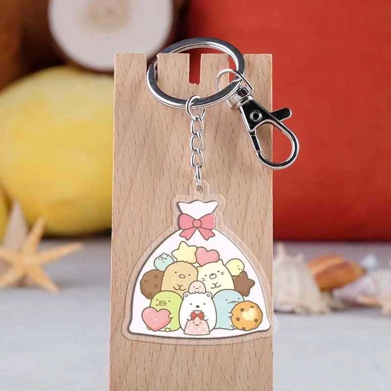 

Japanese Anime Sumikkogurashi Keyrings Fashion Acrylic Cartoon Figure Jewelry Accessories Car Key Chain Holder Gift Keychain