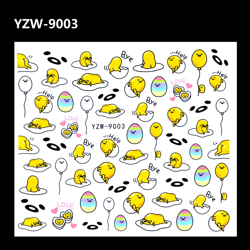 WUF 1 лист милое яйцо дизайн Водная передача горка наклейки DIY стикер для леди девушка ногти искусство
