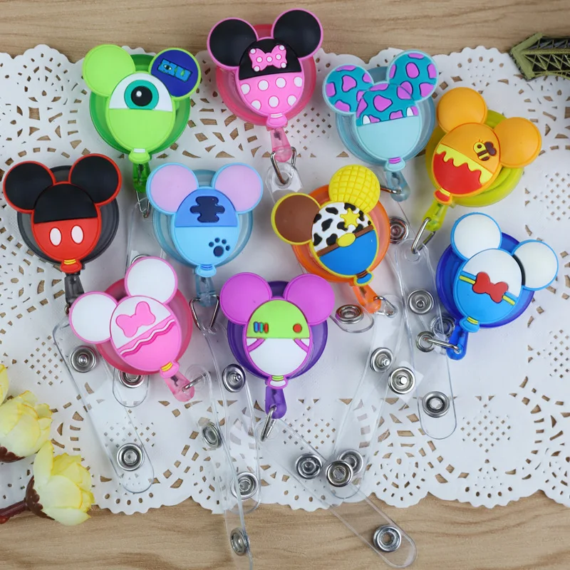 1Pc Mickey Minnie Retractable Badge Reel High quality silicone Student Nurse ID Name Card Badge Holder Office Supplies