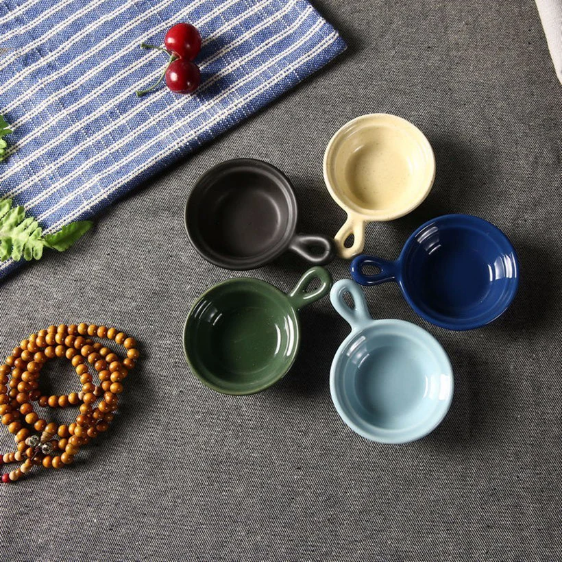 

PFDIYF 1pc Japanese-style Glazed Tableware Ceramic Handle Dish Kitchen Multi-purpose Snack Dish Sauce Dish Western Vinegar Dish