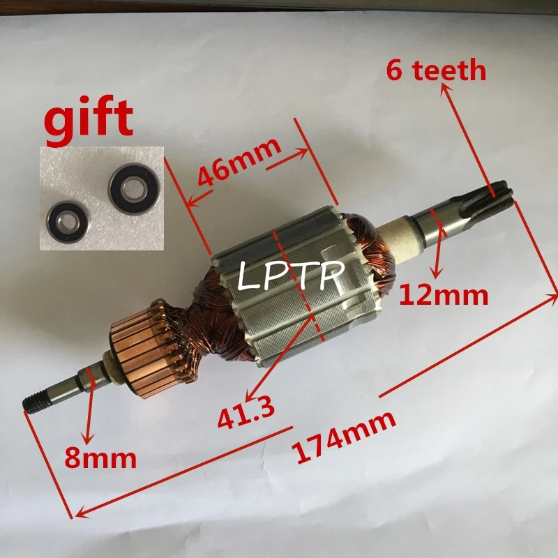 

Hammer anchor AC22v Replacement for Makita HR4001C HR4010C HR4011C anchor armature motor engine 6 teeth good quality