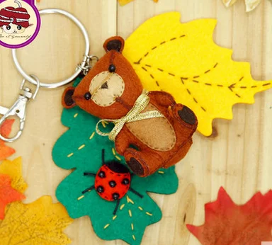 Key Chain 4 Мультяшные брелки для ключей "Животные" цепочка ткань Войлок набор Нетканая ткань ремесло DIY Набор для шитья Войлок ручной работы материал DIY рукоделие принадлежности - Цвет: Key Chain 4