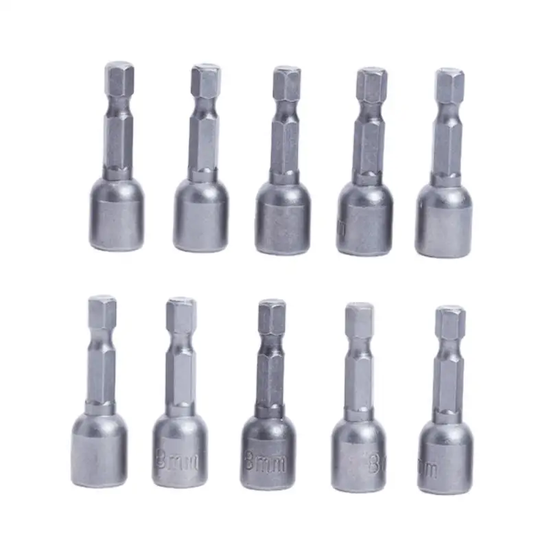 

10Pcs 42mm Length Chrome-Vanadium 1/4" Shank 8 MM Magnetic Hex Socket Nut Driver Bits Adapter Hex Power Tools