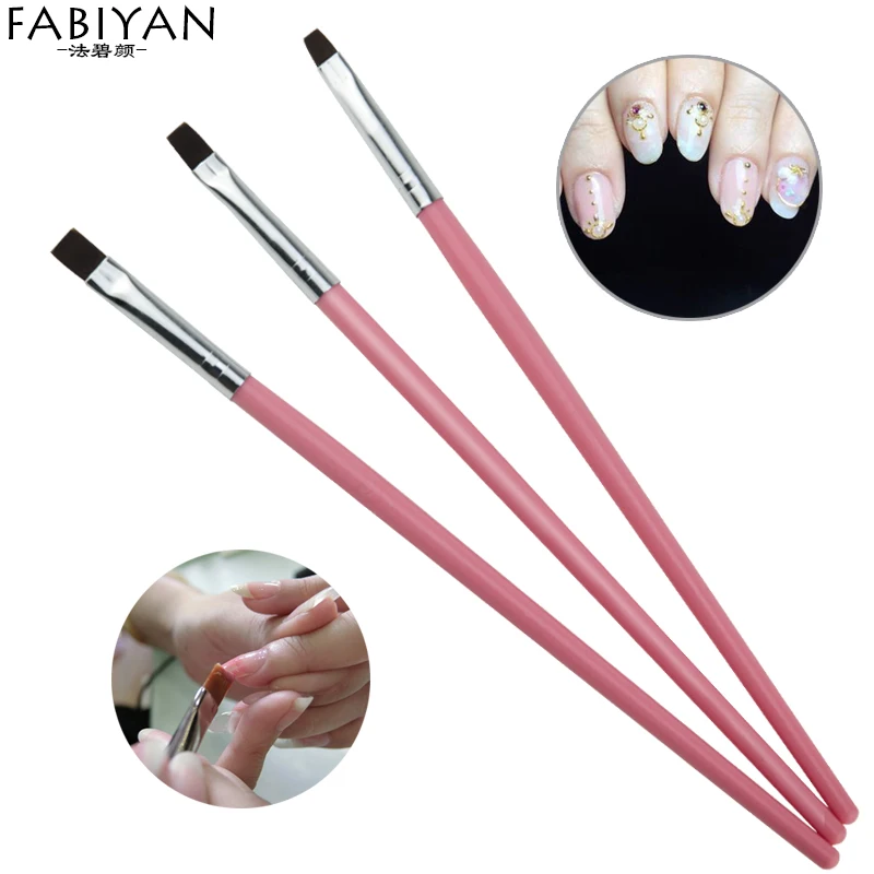 

3Pcs Flat Builder Clean Up Pen Brush Carving UV Gel Polish Acrylic Extension Nail Art Tips Painting Drawing Manicure Tools Set