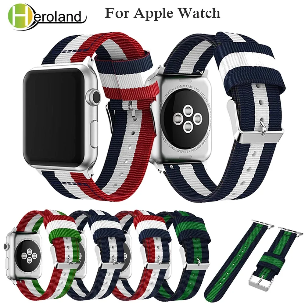 Sports Woven Nylon Strap For Apple Watch Band 44mm 40mm 38mm 42mm