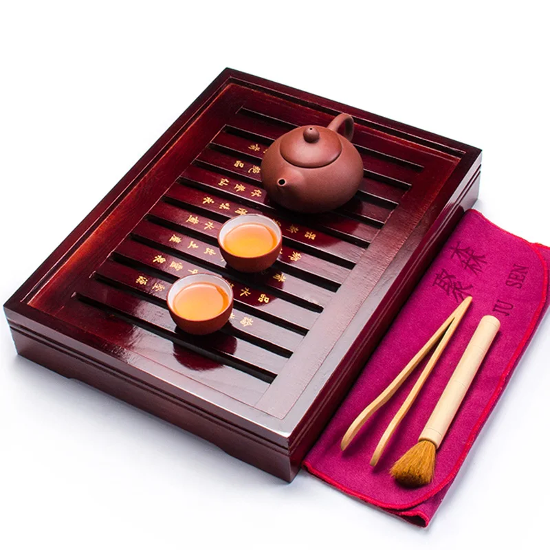 Chinese Tea Cup Sets Wood Tea Tray Purple Clay Teapot 2 Teacups Ceramic Tea Mug Tools