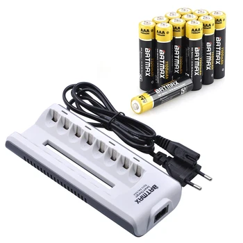 

12pcs 1100mAh 1.2v AAA Rechargeable Battery+ 8-Slots Rechargeable Battery Charger for AA/AAARechargeable NIMH Batteries