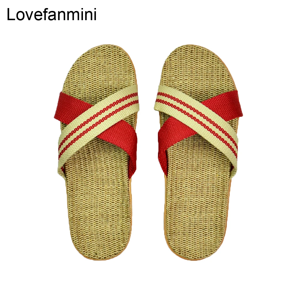 US $7.90 Natural Linen Slippers Summer Home Indoor Sandals Mens Womens Unisex Spring And Autumn Couples Landing Guests Flax NonSlip525