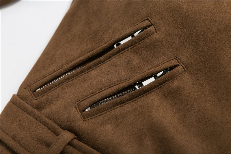 BONGOR LUSS Casual Autumn Winter Zipper  Jacket Coat Women Short Jacket Coats Turn Collar High Street Fashion Suede Coat  (13)