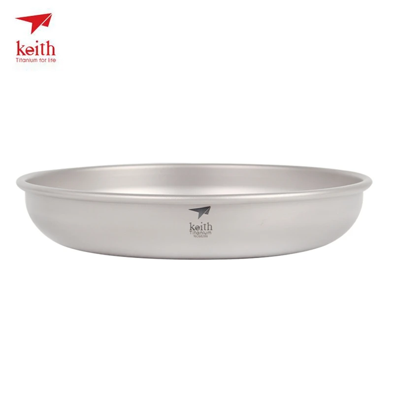 Keith Titanium Plate Camping Portable Plate Titanium Dish Dinner Plate Steamed Dish Round Flat