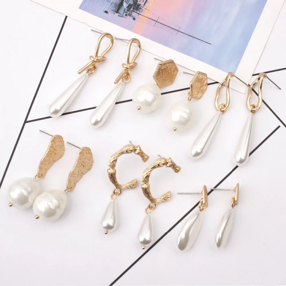 

Za Big pearl Earrings for Women Gold Color Drop Earrings Jewelry Earrings Irregular Dangle Earrings Christmas Statement