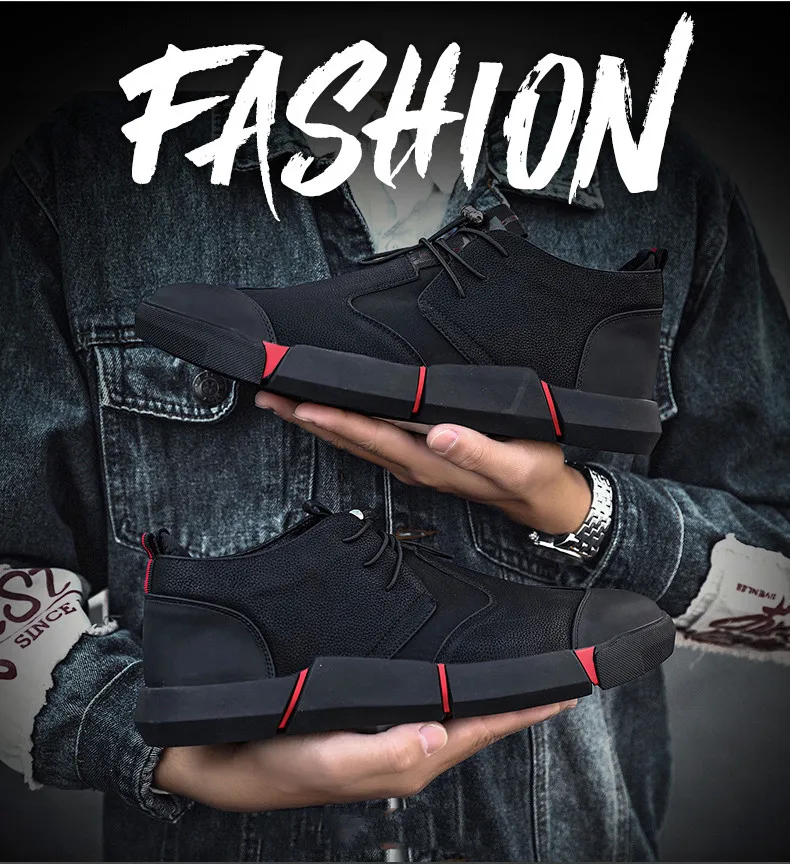Spring New Men Shoes High Quality All Black Men's Leather Casual Shoes Fashion Breathable Sneakers Fashion Flats Casual Sneakers (2)
