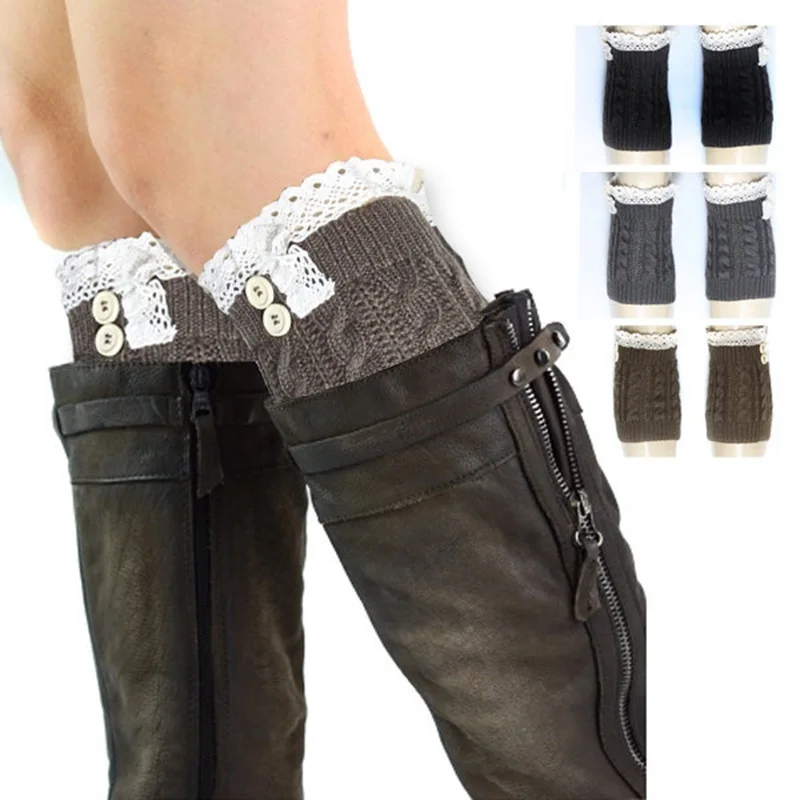5 пара/лот, женские вязаные крючком кружева отделка верхние манжеты лайнер Гетры сапоги носки аксессуары для волос, модные аксессуары