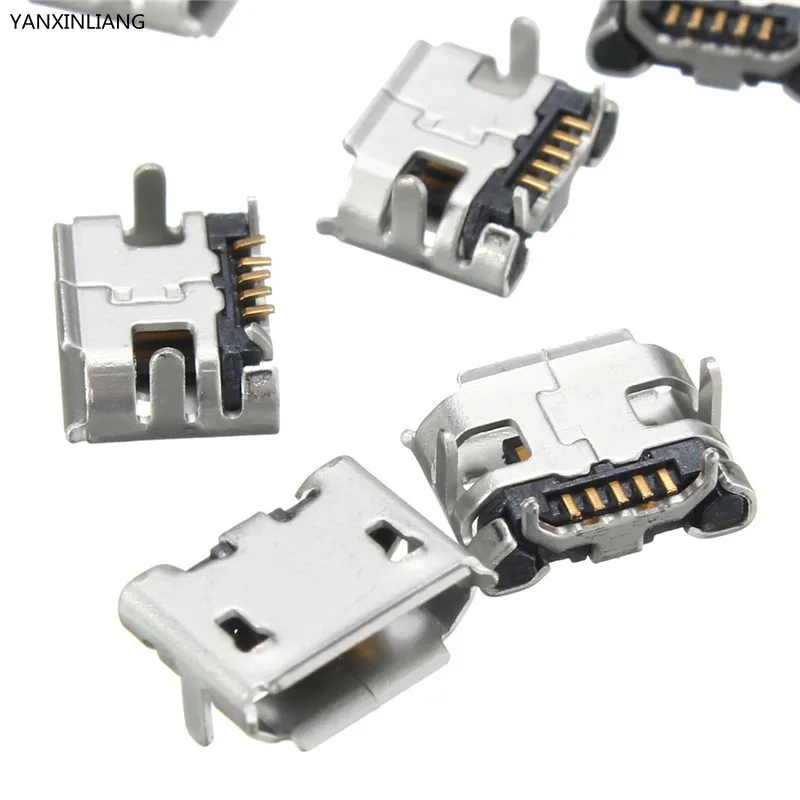 

10Pcs Micro USB Type B Female 5Pin Horns Type Charging Socket PCB Board Soldering Connectors For Mobile Phone Jack Connectors
