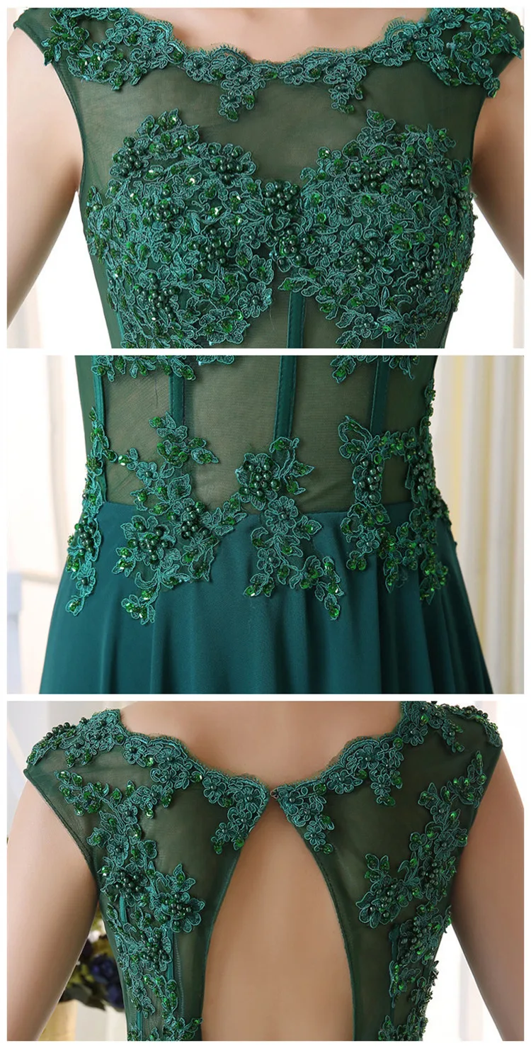 O Neck Evening Dresses Chiffon Appliques Beading See Through (7)