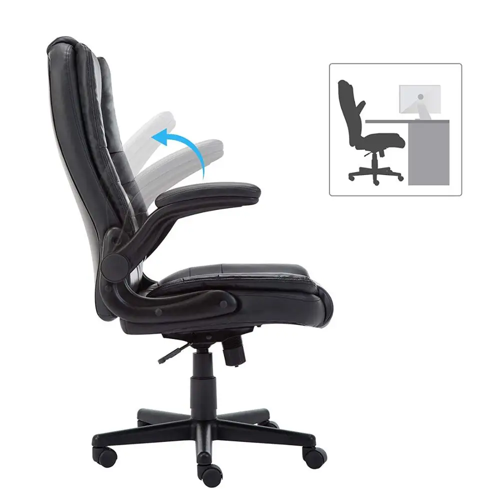 IntimaTe WM Heart Leather Office Executive Chair with Foldable Arms Ergonomic Swivel Computer Desk Chair A35