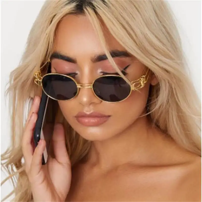 Солнцезащитные очки Для женщин Винтаж очки овальной формы с Очки для мужчин Брендовая Дизайнерская обувь Стимпанк розовое золото солнцезащитные очки розовый желтый UV400