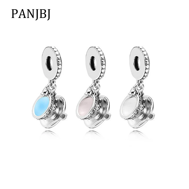 

New Free Shipping Silver Plated Bead Enchanted Tea Cup Dangle Charm Fit Original Pandora Bracelet Necklace DIY Women Jewelry