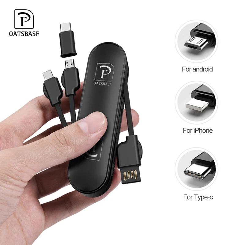 

Oatsbasf 3 in 1 Type C Cable for one plus 5t Xiaomi Redmi Note 7 Fast Charger Cable For Xiaomi Mi Mix 2 2S USB Charging Cord