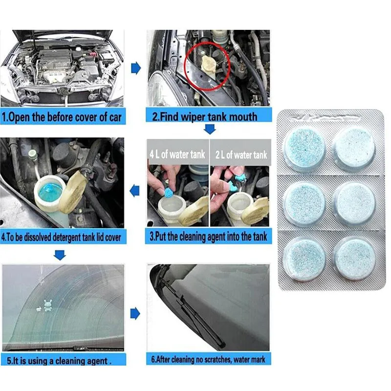 6 шт. автомобиль лобовое стекло стеклоочиститель стекло очистки компактный твердый очиститель