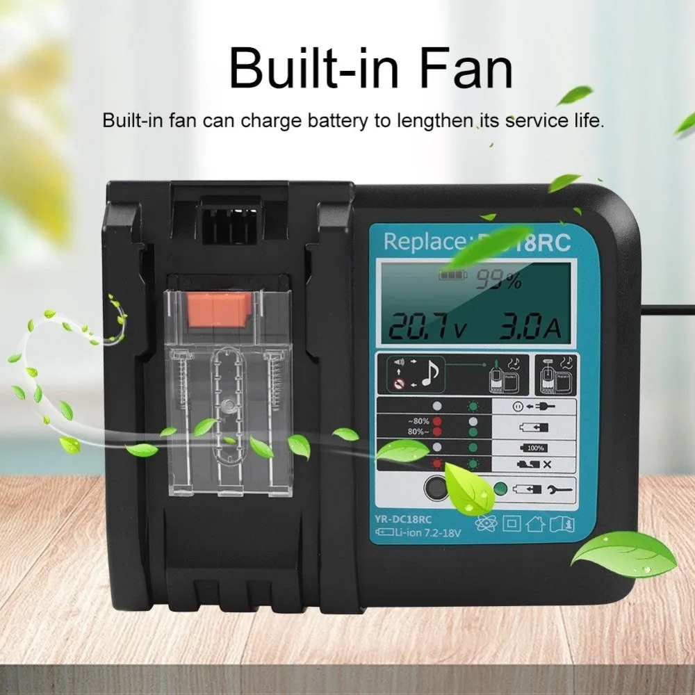 

DC18RC Li-ion Battery Charger 3A Charging Current for Makita 14.4V 18V BL1830 Bl1430 DC18RC DC18RA Power tool