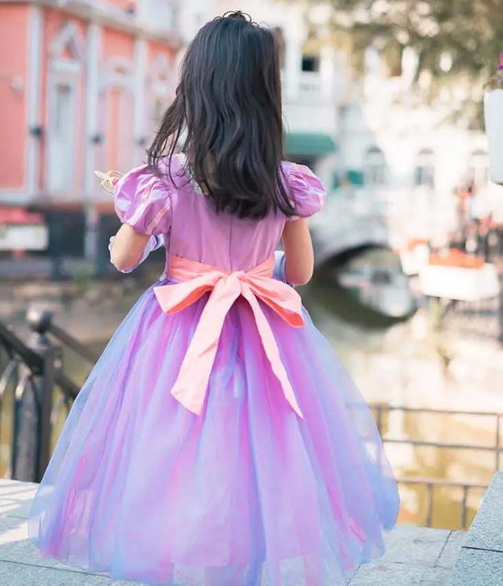 Костюм принцессы Рапунцель для девочек, с косичкой из волос, Плетеный парик, костюм из запутанных волос для девочек, нарядное платье для вечеринки для детей возрастом от 3 до 10 лет, новинка года