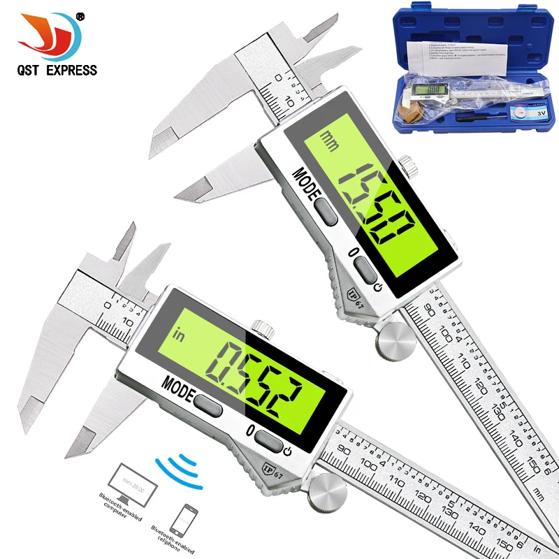 

QST EXPRESS IP67 Bluetooth Waterproof Digital Accurate Vernier Caliper Digital Stainless Steel Vernier Caliper 0-150mm