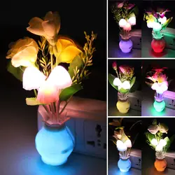 1 шт. Романтический Лили Роза гриб свет смысл Управление LED Ночной светильник стены творческий прекрасный 0.2 Вт Lamparas ночника фули