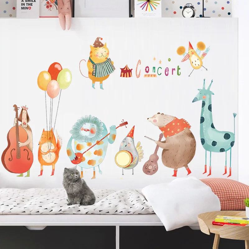 melhor Colorido Da Música Dos Desenhos Animados Adesivos de Parede Para Quartos de Crianças Quarto de Bebê Decoração Da Parede Do Berçário Decalques de Decoração Para Casa Animais