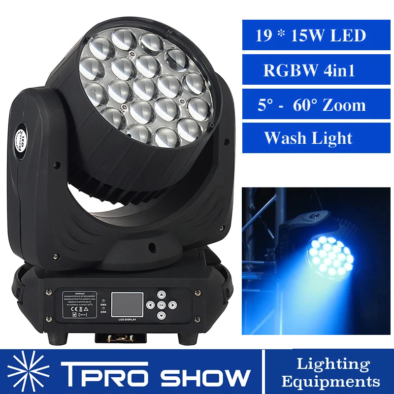 Lyre Wash 19x15W Zoom Moving Head DMX сценическое освещение RGBW цвета для мытья профессиональное