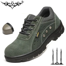 Брендовые рабочие и защитные ботинки со стальным носком для мужчин и женщин защитная обувь стальная подошва средней высоты ударопрочная мягкая мужская обувь размера плюс 46