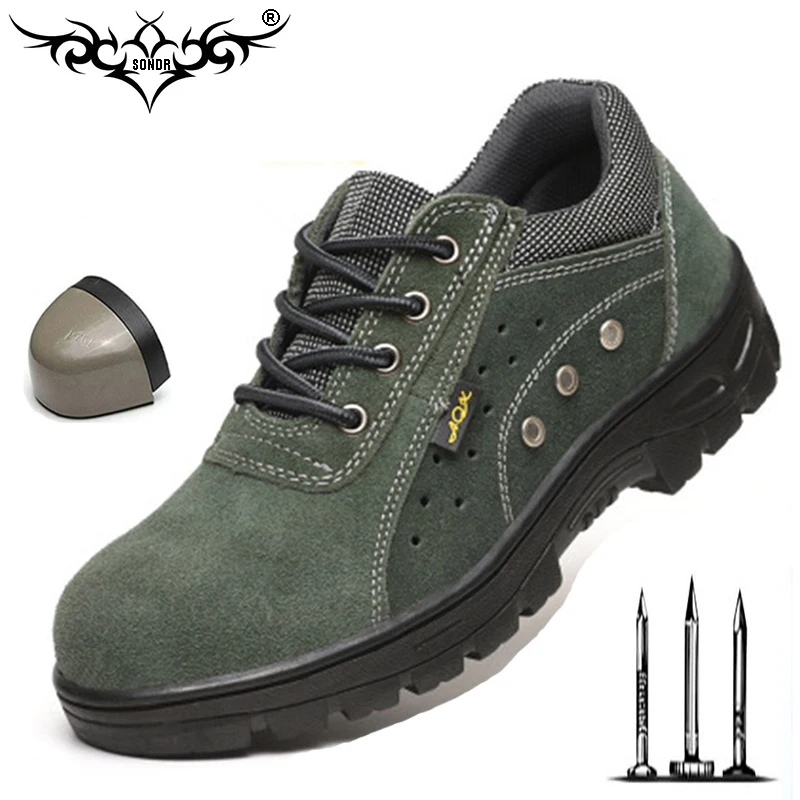 

brand steel toecap women men work & safety boots Protective shoes steel mid sole impact resistant soft male shoes plus size 46